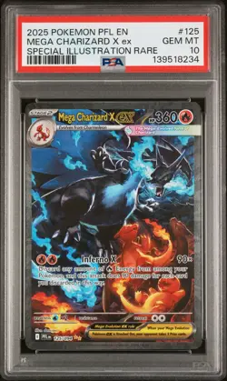 2025 POKEMON PFL SPECIAL ILLUSTRATION RARE #125 MEGA CHARIZARD X EX PSA 10 - Image 1