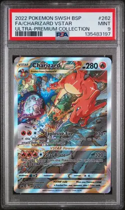 2022 POKEMON SWSH BLACK STAR PROMO #262 FULL ART/CHARIZARD VSTAR PSA 9 - Image 1