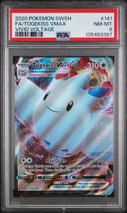 2020 POKEMON SWORD & SHIELD VIVID VOLTAGE #141 FULL ART/TOGEKISS VMAX PSA 8 - Image 1