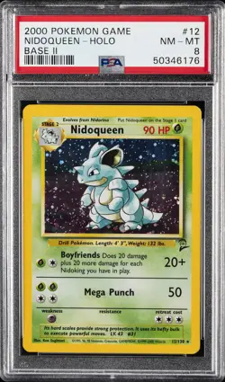 2000 POKEMON BASE SET 2 #12 NIDOQUEEN-HOLO PSA 8 - Image 1