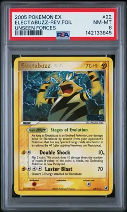 2005 POKEMON EX UNSEEN FORCES #22 ELECTABUZZ-REVERSE FOIL PSA 8 - Image 1