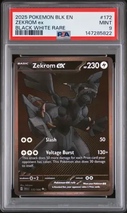 2025 POKEMON BLK EN-BLACK BOLT BLACK WHITE RARE #172 ZEKROM EX PSA 9 - Image 1