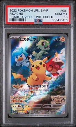 2022 POKEMON JAPANESE SV PROMO SCARLET & VIOLET PRE-ORDER #001 PIKACHU PSA 10 - Image 1