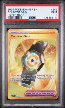 2024 POKEMON SSP EN-SURGING SPARKS HYPER RARE #249 COUNTER GAIN PSA 9 - Image 1