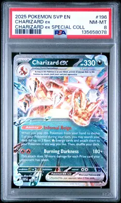 2025 POKEMON SVP EN-SV BLACK STAR PROMO #196 CHARIZARD EX PSA 8 - Image 1