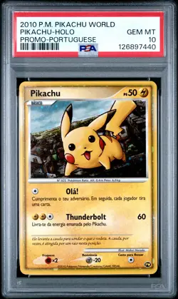 2010 POKEMON WORLD COLLECTION PORTUGUESE PIKACHU-HOLO PSA 10 - Image 1