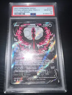 Galarian Moltres V Alt Art PSA 10 GEM MINT – Chilling Reign 177/198 Pokemon - Image 1