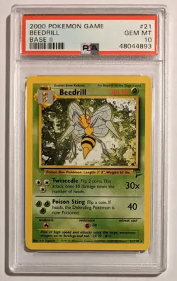 2000 Pokemon Base Set 2 Beedrill 21/130 PSA 10 GEM MT! - Image 1
