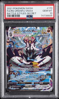 2021 POKEMON SWSH BATTLE STYLES #170 FULL ART/RAPID STRIKE URSHIFU VMAX PSA 10 - Image 1