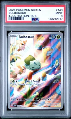 2024 Pokemon Stellar Crown SCR En Bulbasaur Illustration Rare #143 PSA 9 Mint - Image 1