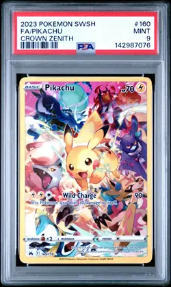 2023 POKEMON SWORD & SHIELD CROWN ZENITH #160 FULL ART/PIKACHU PSA 9 - Image 1