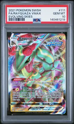 2021 POKEMON SWORD & SHIELD EVOLVING SKIES #111 FULL ART/RAYQUAZA VMAX PSA 10 - Image 1