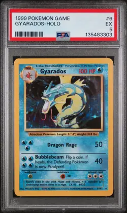 1999 POKEMON BASE SET UNLIMITED #6 GYARADOS-HOLO PSA 5 - Image 1