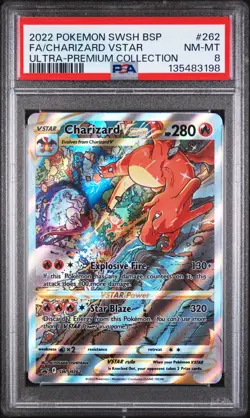 2022 POKEMON SWSH BLACK STAR PROMO #262 FULL ART/CHARIZARD VSTAR PSA 8 - Image 1