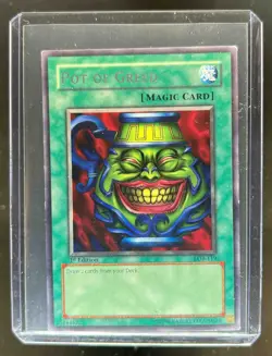 2002 Yu-Gi-Oh! Legend of Blue Eyes White Dragon 1st Edition Pot Greed #LOB-119 - Image 1