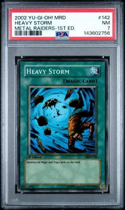 2002 YU-GI-OH! MRD-METAL RAIDERS 1ST ED #142 HEAVY STORM PSA 7 - Image 1