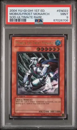 Yugioh Mobius The Frost Monarch Ultimate Rare PSA 9 SOD-EN022 1st Edition - Image 1