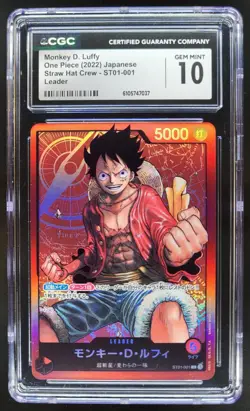 2022 ONE PIECE CCG JAPANESE MONKEY D. LUFFY LEADER ST01-001 CGC 10 RC7 - Image 1