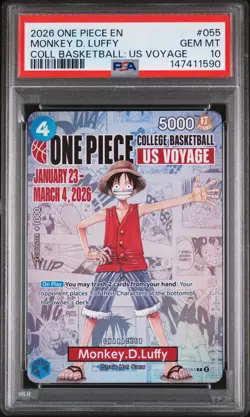 2026 ONE PIECE PROMOS COLLEGE BASKETBALL : US VOYAGE #055 MONKEY D. LUFFY PSA 10 - Image 1