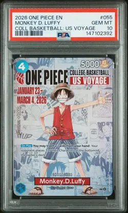 2026 ONE PIECE PROMOS COLLEGE BASKETBALL : US VOYAGE MONKEY D. LUFFY PSA 10 - Image 1