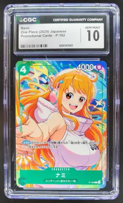 2025 ONE PIECE CCG JAPANESE NAMI PROMO P-102 CGC 10 RC7 - Image 1