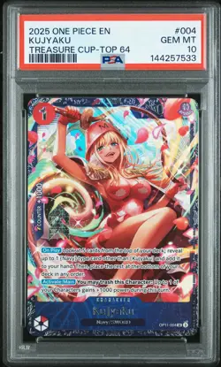 2025 ONE PIECE PROMOS TREASURE CUP-TOP 64 #004 KUJYAKU PSA 10 - Image 1