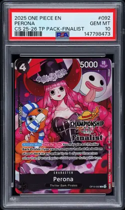2025 ONE PIECE CHAMPIONSHIP 25-26 TOP PLAYER PACK FINALIST #092 PERONA PSA 10 - Image 1