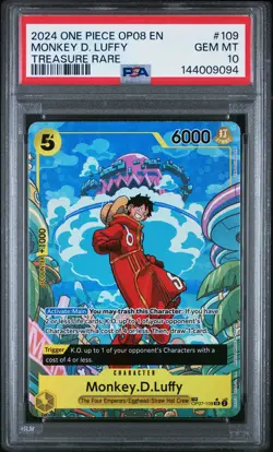 2024 ONE PIECE OP08-TWO LEGENDS TREASURE RARE #109 MONKEY D. LUFFY PSA 10 - Image 1