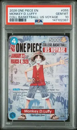2026 ONE PIECE PROMOS COLLEGE BASKETBALL: US VOYAGE MONKEY D. LUFFY PSA 10 - Image 1
