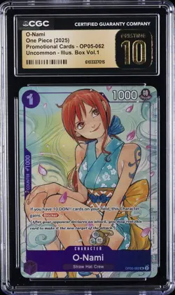2025 ONE PIECE PROMO UNCOMMON ILLUSTRATION BOX VOL. 1 O-NAMI CGC 10 PRISTINE - Image 1
