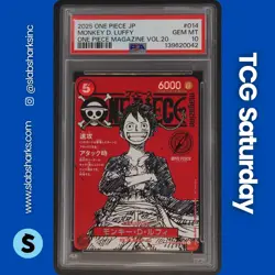 2025 ONE PIECE JP ONE PIECE MAG VOL.20 #ST21-014 MONKEY D LUFFY ALT ART PSA 10 - Image 1