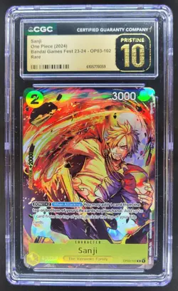 2024 ONE PIECE CCG SANJI BANDAI GAMES FEST RARE OP03-102 CGC 10 PRISTINE RC7 - Image 1