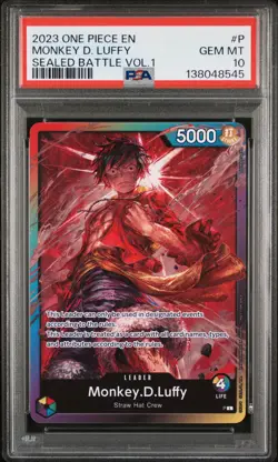 2023 ONE PIECE PROMOS SEALED BATTLE VOL.1 #P MONKEY D. LUFFY PSA 10 - Image 1