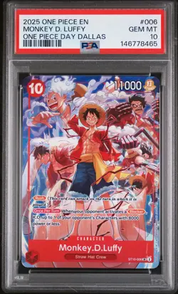 2025 ONE PIECE PROMOS ONE PIECE DAY DALLAS #006 MONKEY D. LUFFY PSA 10 - Image 1