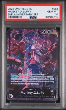 2025 ONE PIECE ENGLISH VERSION 2ND ANNIVERSARY SET #061 MONKEY D. LUFFY PSA 10 - Image 1