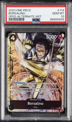 2023 ONE PIECE OP02-PARAMOUNT WAR ALTERNATE ART ALT ART #114 BORSALINO PSA 10 - Image 1