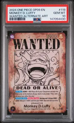 2024 ONE PIECE EMPERORS IN THE NEW WORLD WANTED ALT ART MONKEY D. LUFFY PSA 10 - Image 1
