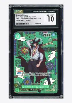 One Piece CGC10 GEM MINT Dracule Mihawk SP Alt Art 2025 OP12-030 OP14 Japanese - Image 1