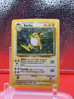 Pokemon Raichu Base Set Holo Rare 1999 Card 80 HP Wizards of the Coast - Image 2