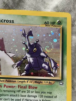 HERACROSS 6/111 Neo Genesis HOLO Pokemon Card RARE SWIRL - Image 2