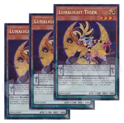 Yugioh - Lunalight Tiger x 3 - 1st Edition Secret Rare NM - Free Holo Card - Image 1