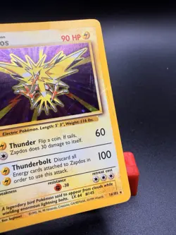 Pokemon Card Unlimited Edition Holo Rare Base Set 1999 Zapdos 16/102 MP! - Image 2