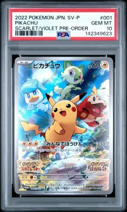 2022 POKEMON JAPANESE SV PROMO SCARLET & VIOLET PRE-ORDER #001 PIKACHU PSA 10 - Image 1