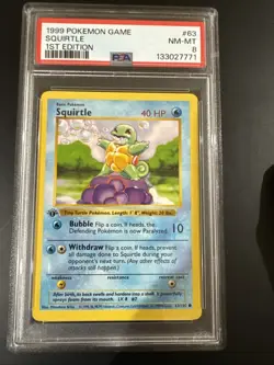 Pokemon Squirtle Base Set Shadowless 1st Edition #63 PSA 8 - Image 1
