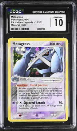 CGC 10 Metagross 2004 EX Hidden Legends 11/101 Reverse Holo Pokemon Card - Image 1