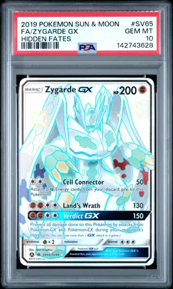 2019 POKEMON SUN & MOON HIDDEN FATES #SV65 FULL ART/ZYGARDE GX PSA 10 - Image 1