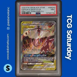 2016 POKEMON SM BLACK STAR PROMO POWR COLL #SM240 ESPEON & DEOXYS TAG TEAM PSA 9 - Image 1