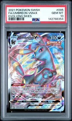 2021 POKEMON SWORD & SHIELD EVOLVING SKIES #095 FULL ART/UMBREON VMAX PSA 10 - Image 1