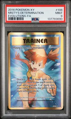 2016 POKEMON XY EVOLUTIONS #108 FULL ART/MISTY'S DETERMINATION PSA 9 - Image 1