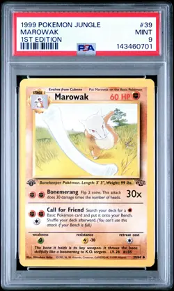 1999 POKEMON JUNGLE 1ST EDITION #39 MAROWAK PSA 9 - Image 1
